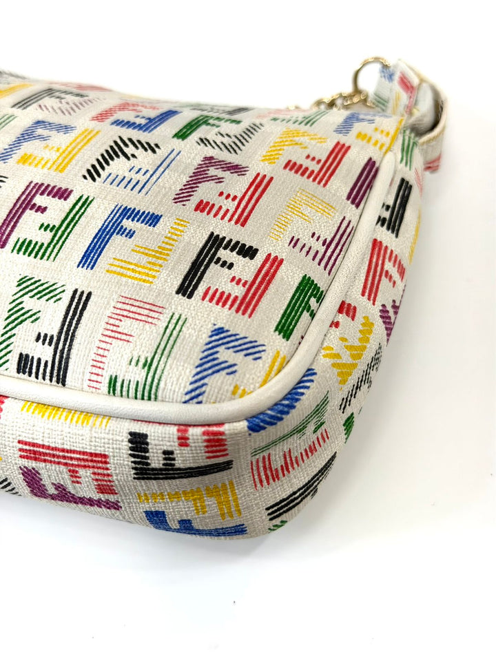 FENDI ZUCCHINO SPALMATI FF MULTICOLOR CHAIN POCHETTE BAG