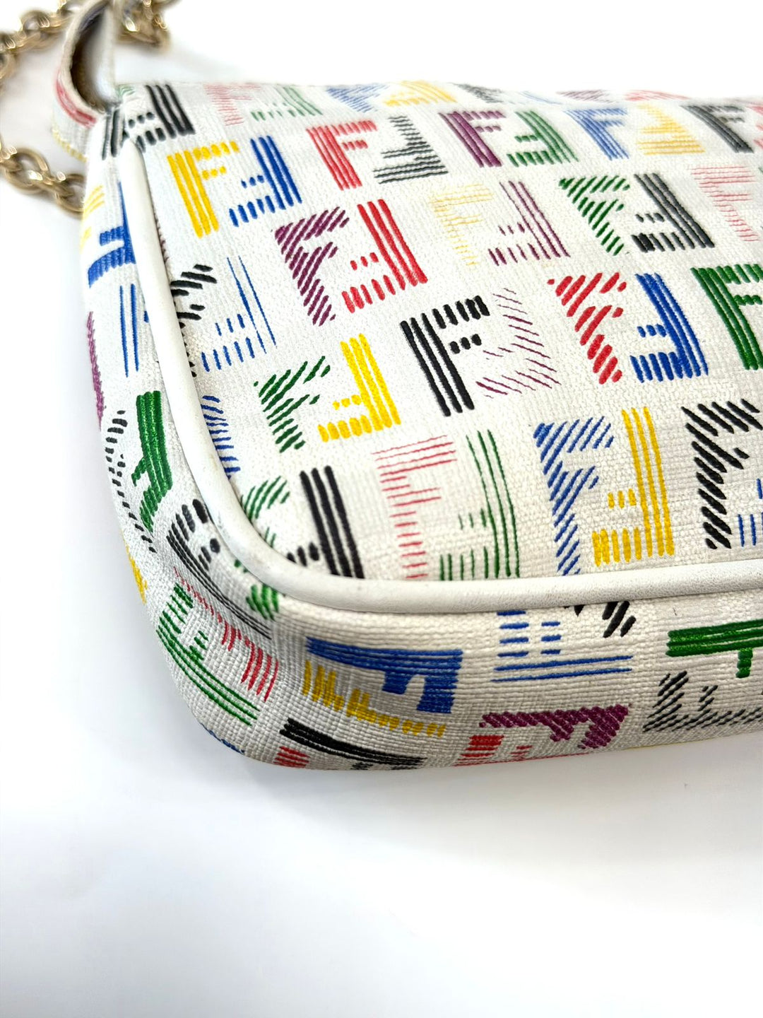 FENDI ZUCCHINO SPALMATI FF MULTICOLOR CHAIN POCHETTE BAG