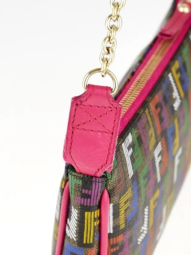 FENDI ZUCCHINO SPALMATI FF MULTICOLOR CHAIN POCHETTE BAG