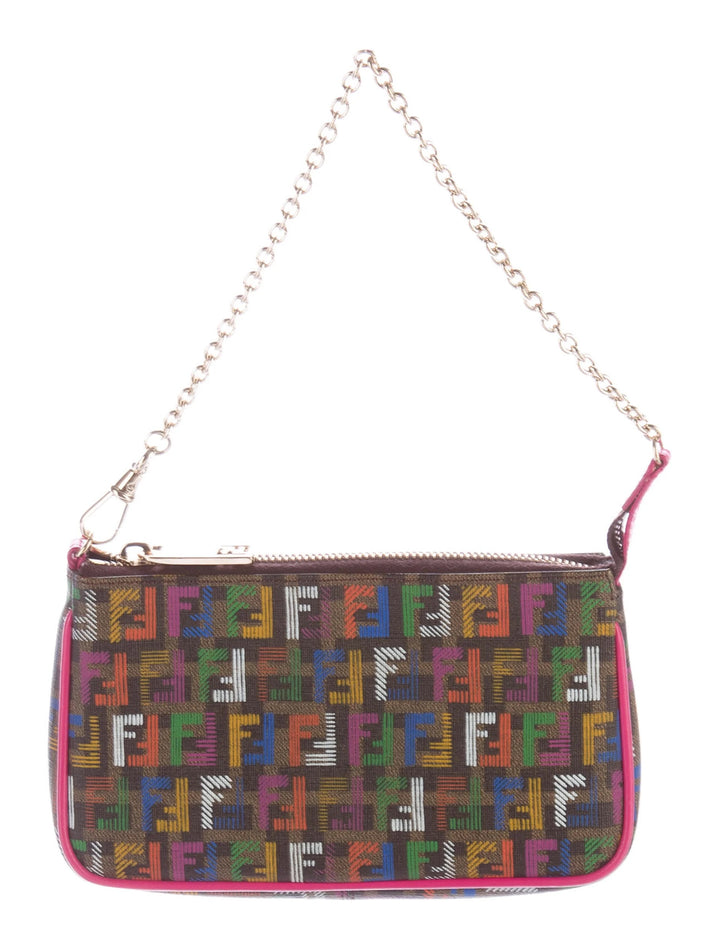 FENDI ZUCCHINO SPALMATI FF MULTICOLOR CHAIN POCHETTE BAG