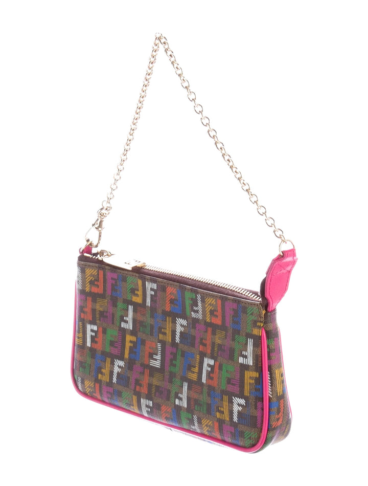 FENDI ZUCCHINO SPALMATI FF MULTICOLOR CHAIN POCHETTE BAG