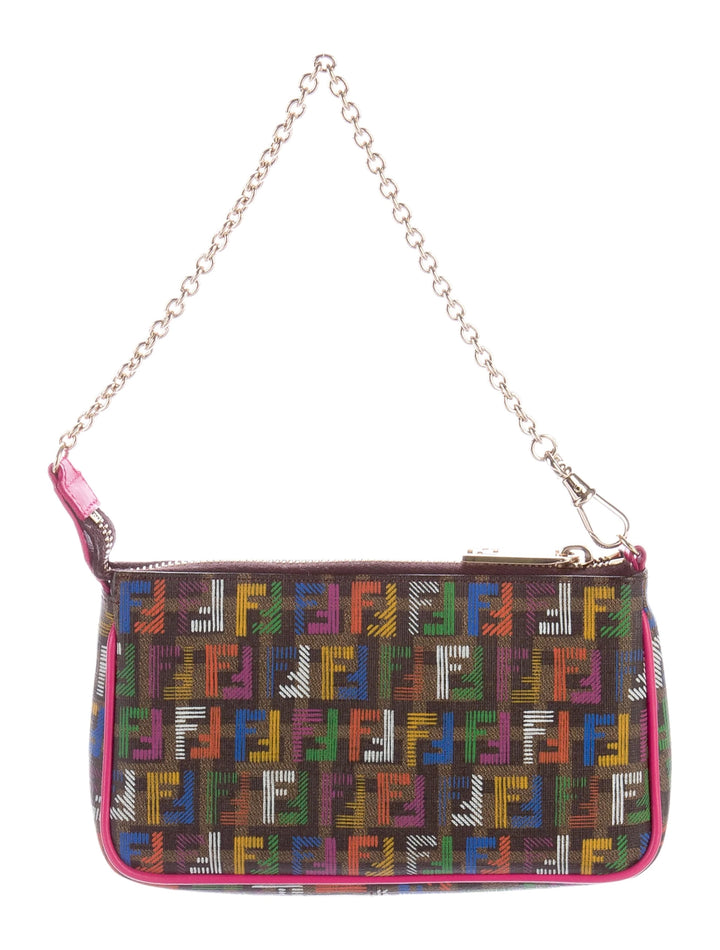 FENDI ZUCCHINO SPALMATI FF MULTICOLOR CHAIN POCHETTE BAG