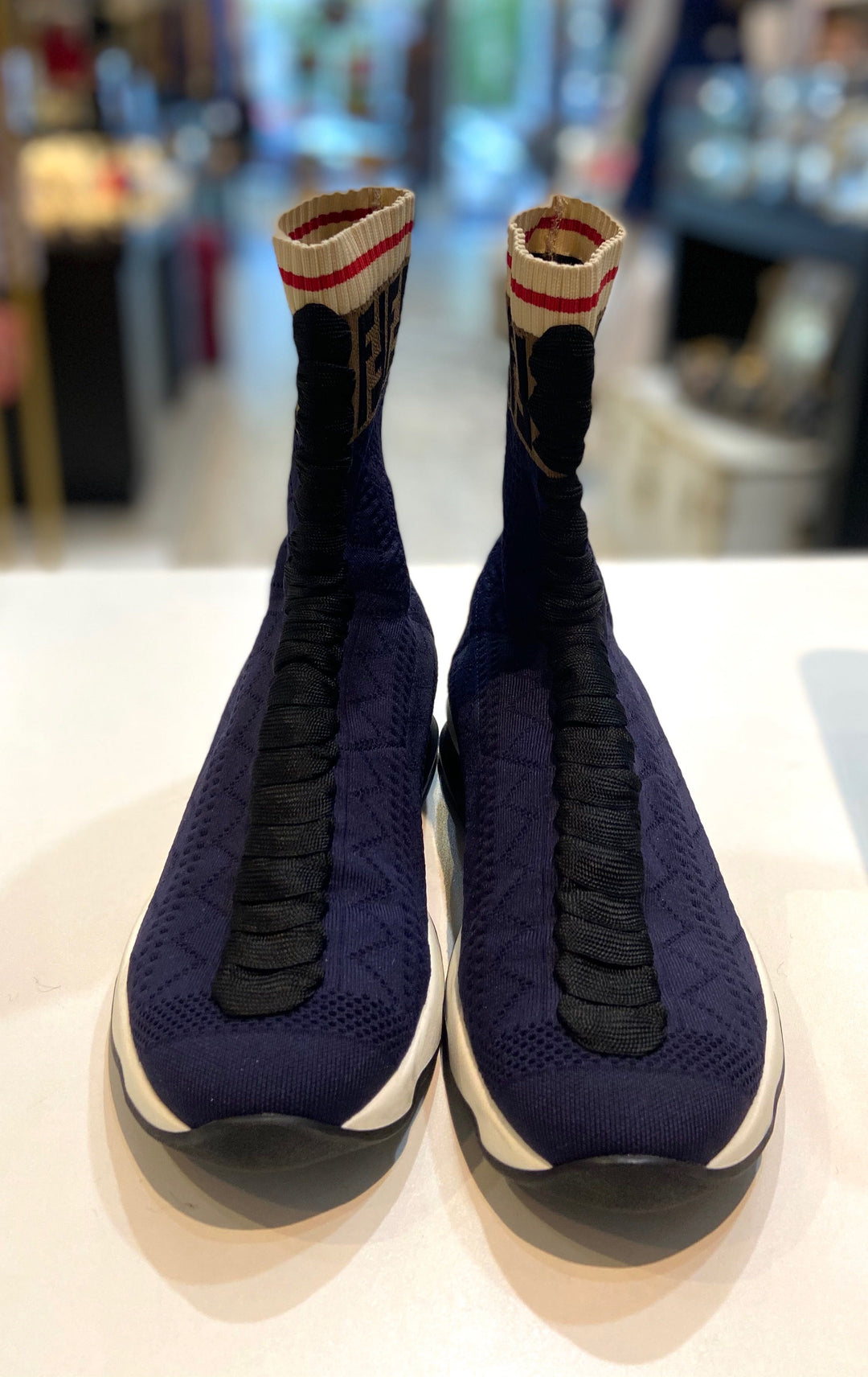 FENDI MONOGRAM KNIT SOCK SNEAKERS