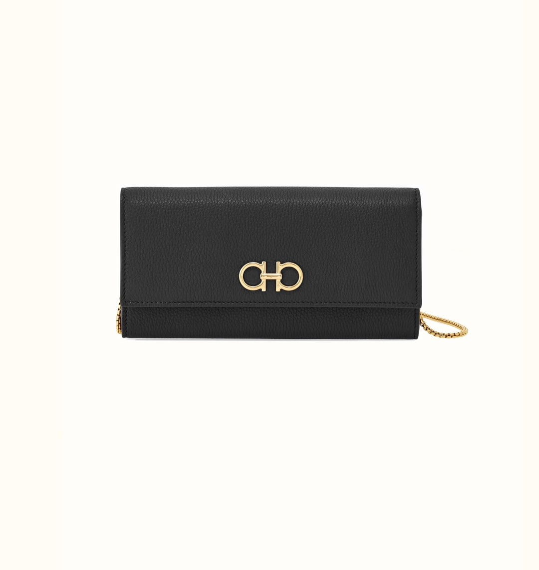 FERRAGAMO CALFSKIN LEATHER GANCINI WALLET ON A CHAIN – Caroline's
