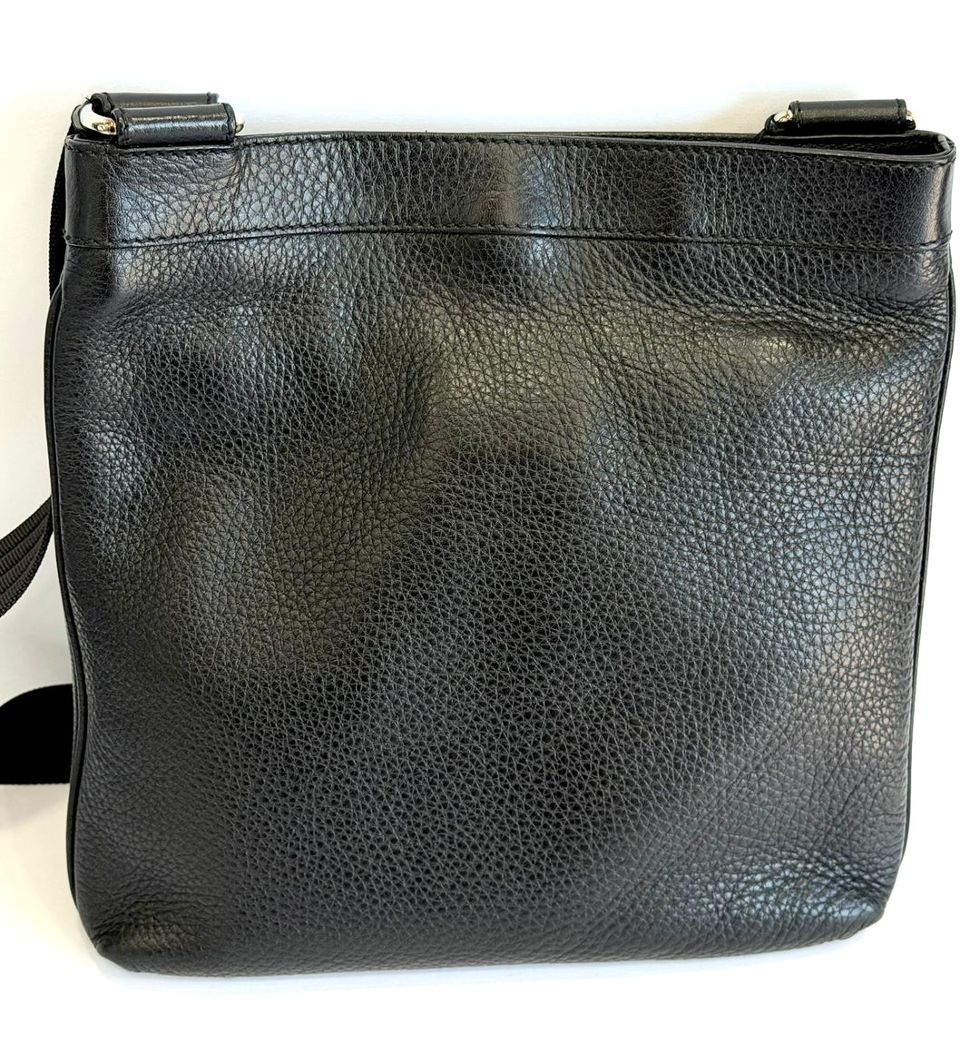 SALVATORE FERRAGAMO GANCINI CALFSKIN LEATHER MESSENGER BAG