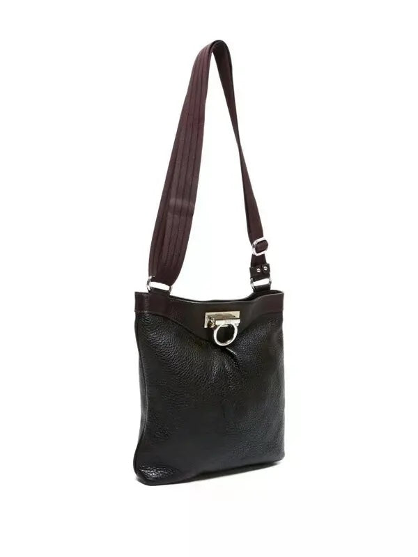 SALVATORE FERRAGAMO GANCINI CALFSKIN LEATHER MESSENGER BAG