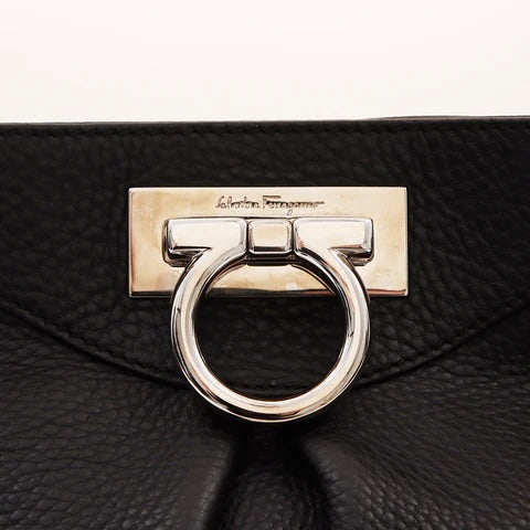 SALVATORE FERRAGAMO GANCINI CALFSKIN LEATHER MESSENGER BAG