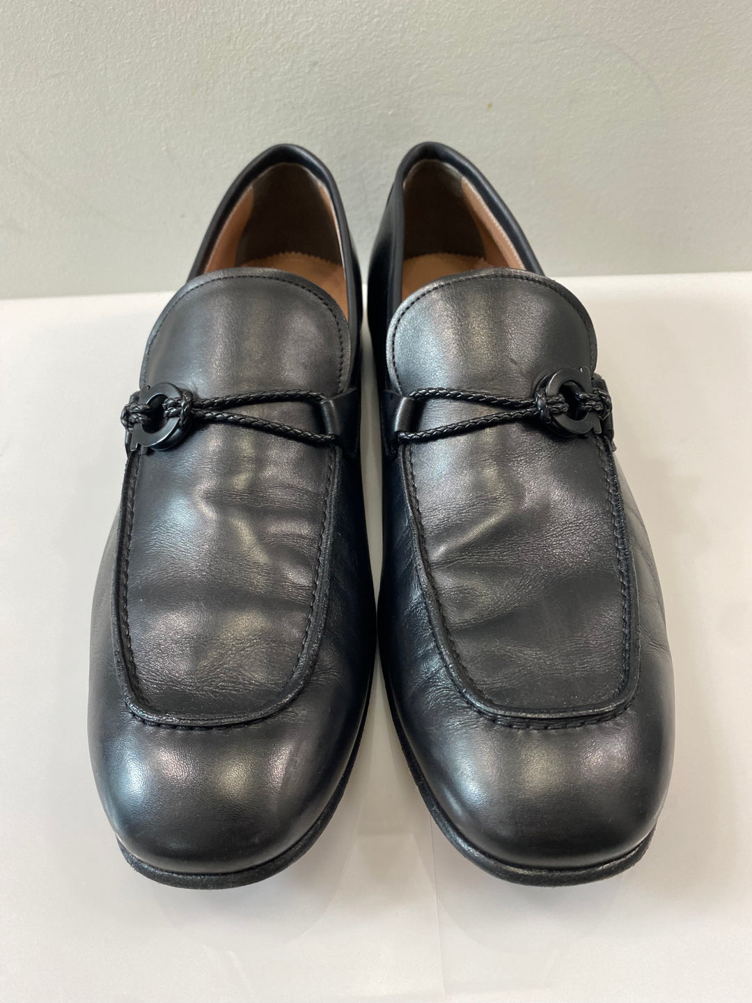 SALVATORE FERRAGAMO LEATHER GANCINI ORNAMENT LESTER MOCCASIN