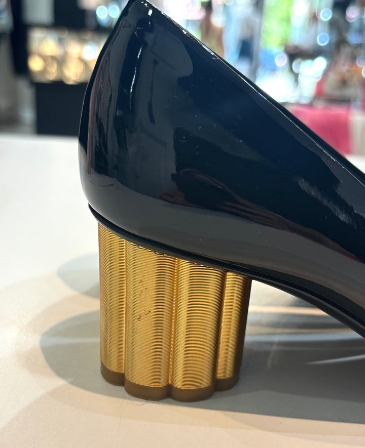 FERRAGAMO LUCCA 55 PATENT LEATHER PUMPS