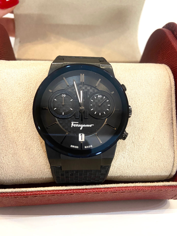 SALVATORE FERRAGAMO SAPPHIRE CHRONO BLACK IP WATCH