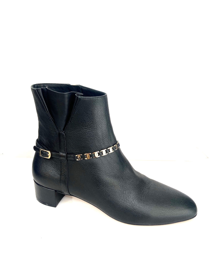 SALVATORE FERRAGAMO TINO EMBELLISHED LEATHER ANKLE BOOTS