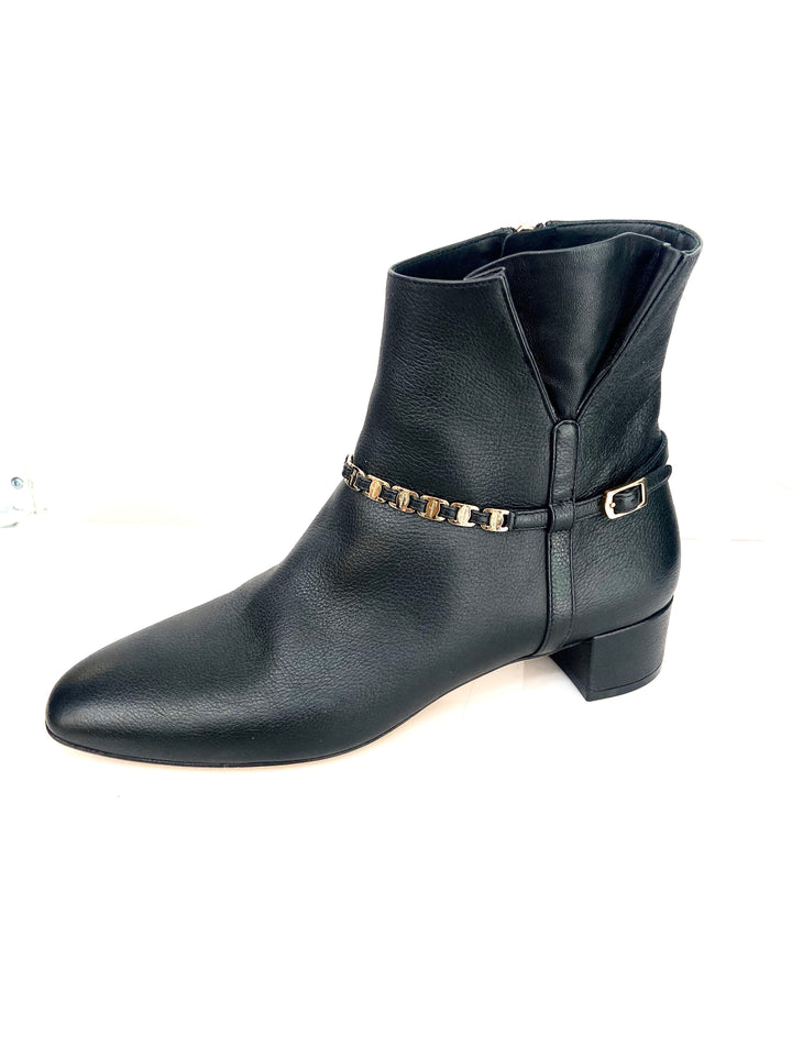 SALVATORE FERRAGAMO TINO EMBELLISHED LEATHER ANKLE BOOTS