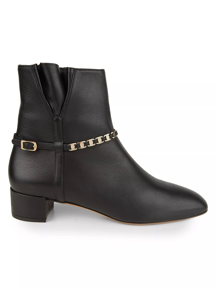 SALVATORE FERRAGAMO TINO EMBELLISHED LEATHER ANKLE BOOTS