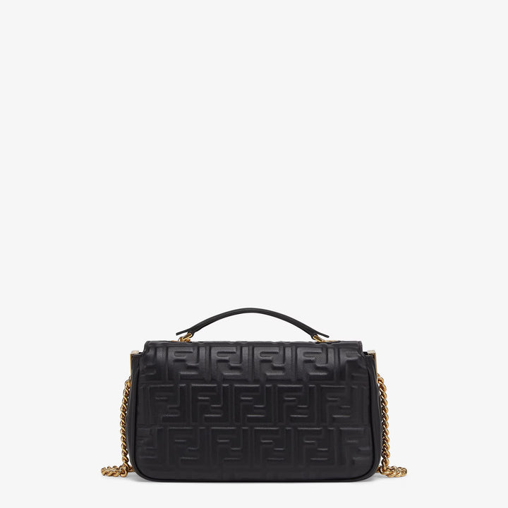 FENDI BAGUETTE FF EMBOSSED LAMBSKIN LEATHER MEDIUM CHAIN BAG