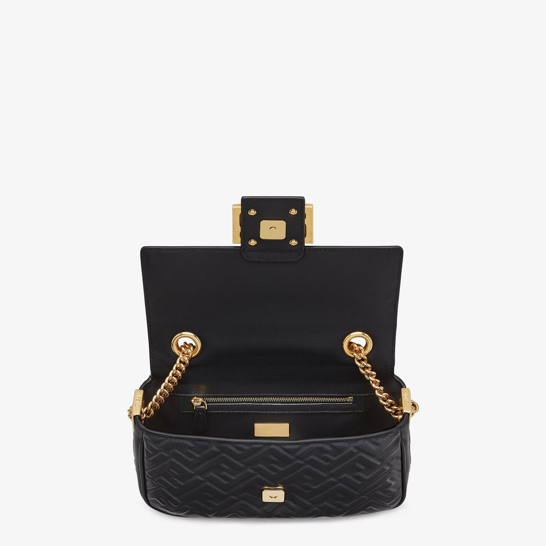 FENDI BAGUETTE FF EMBOSSED LAMBSKIN LEATHER MEDIUM CHAIN BAG