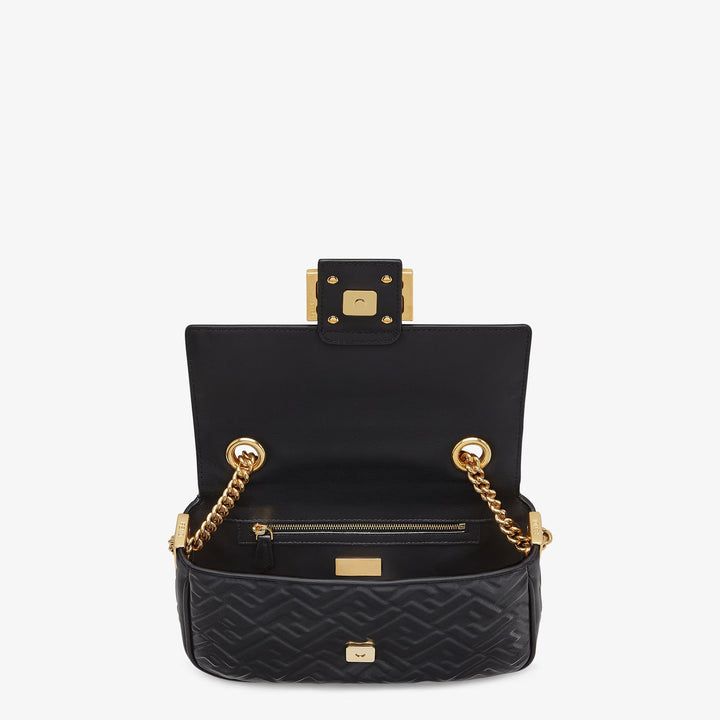 FENDI BAGUETTE FF EMBOSSED LAMBSKIN LEATHER MEDIUM CHAIN BAG