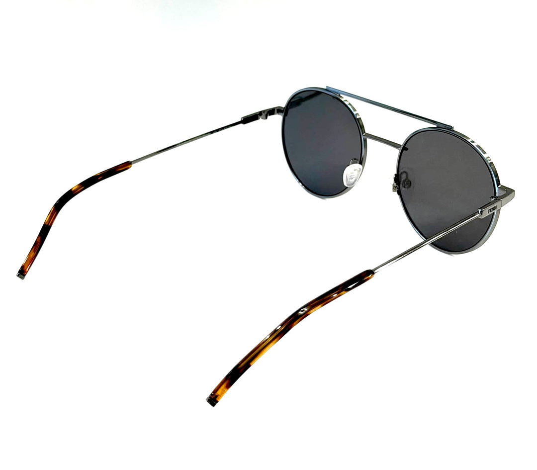 FENDI S FM 0221/S CROSSBAR ROUND AVIATOR SUNGLASSES