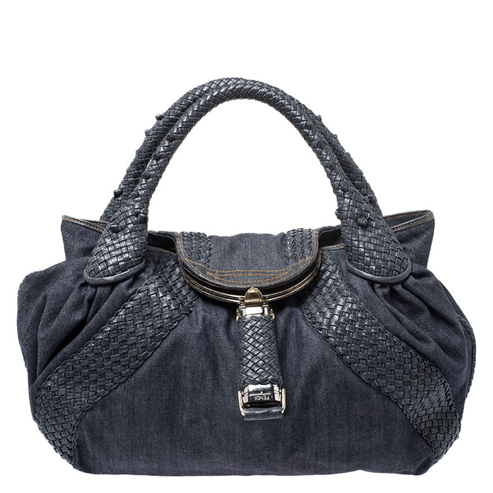 FENDI DENIM &amp; LEATHER  SPY BAG