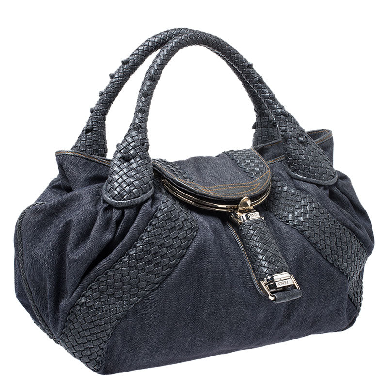 FENDI DENIM &amp; LEATHER  SPY BAG