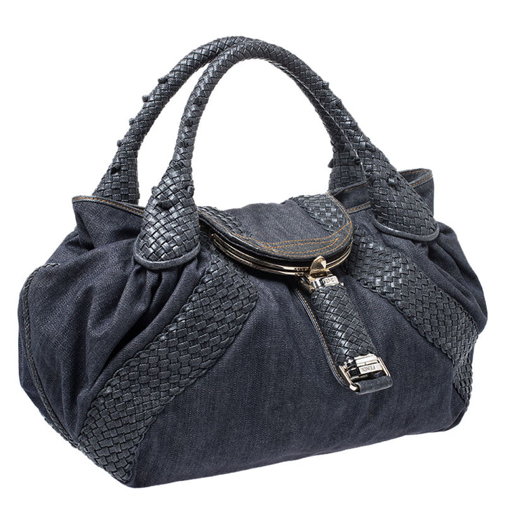 FENDI DENIM &amp; LEATHER  SPY BAG