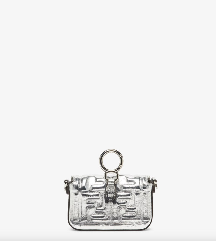 FENDI MINAUDIÈRE METALLIC LAMBSKIN LEATHER NANO BAGUETTE CROSSBODY BAG
