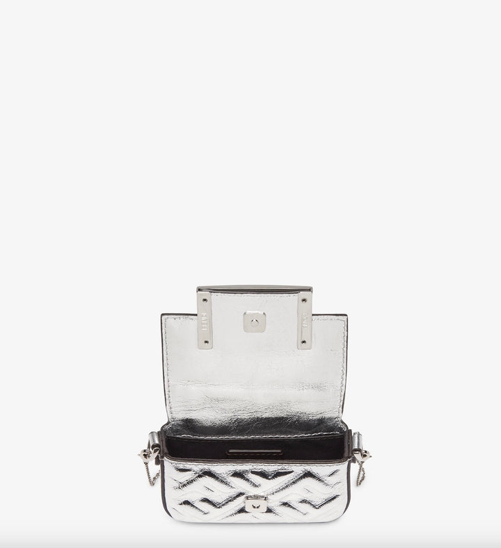 FENDI MINAUDIÈRE METALLIC LAMBSKIN LEATHER NANO BAGUETTE CROSSBODY BAG