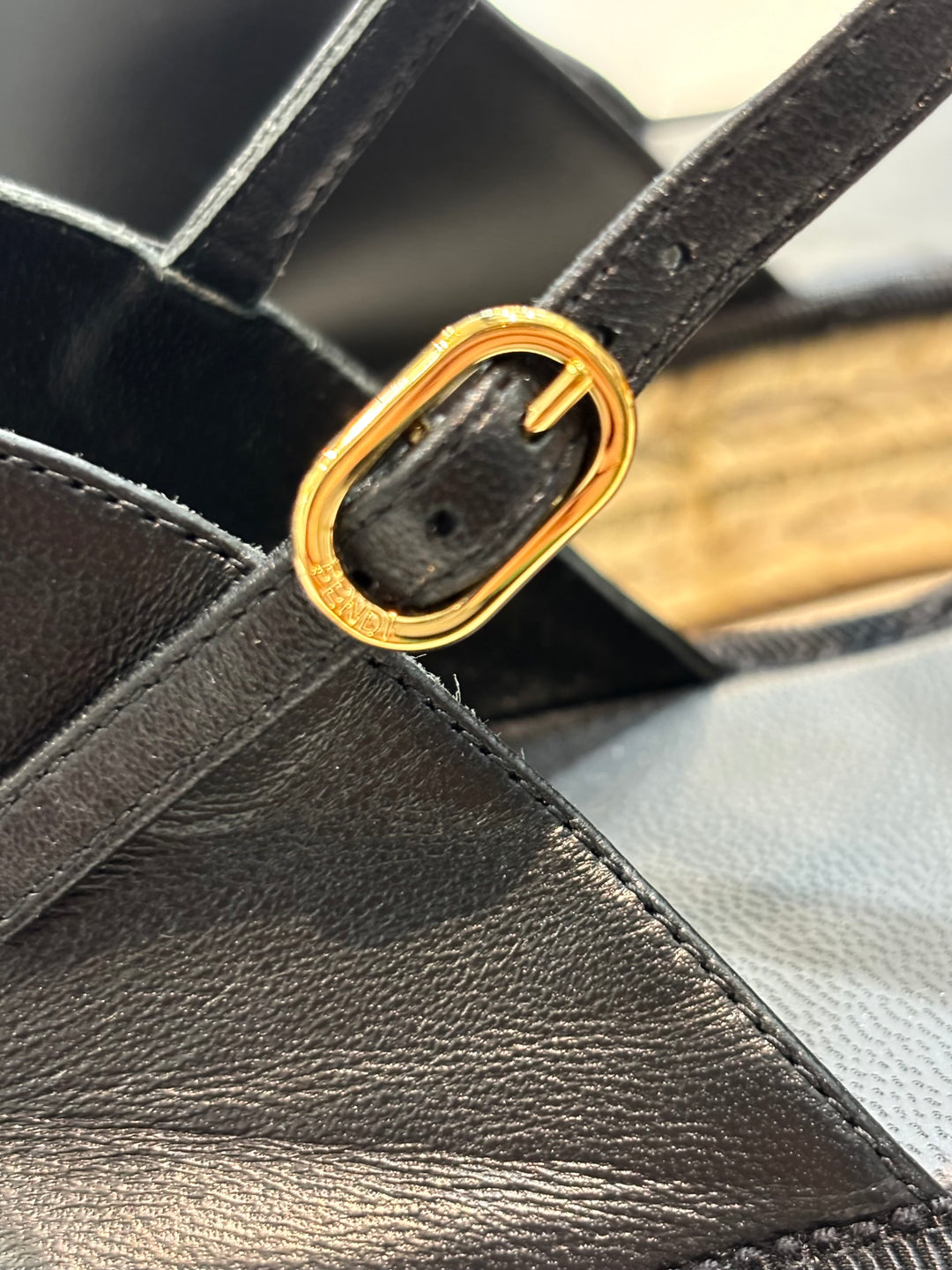 FENDI FF EMBOSSED NAPPA LEATHER PLATFORM ESPADRILLS