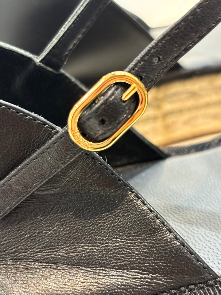 FENDI FF EMBOSSED NAPPA LEATHER PLATFORM ESPADRILLS