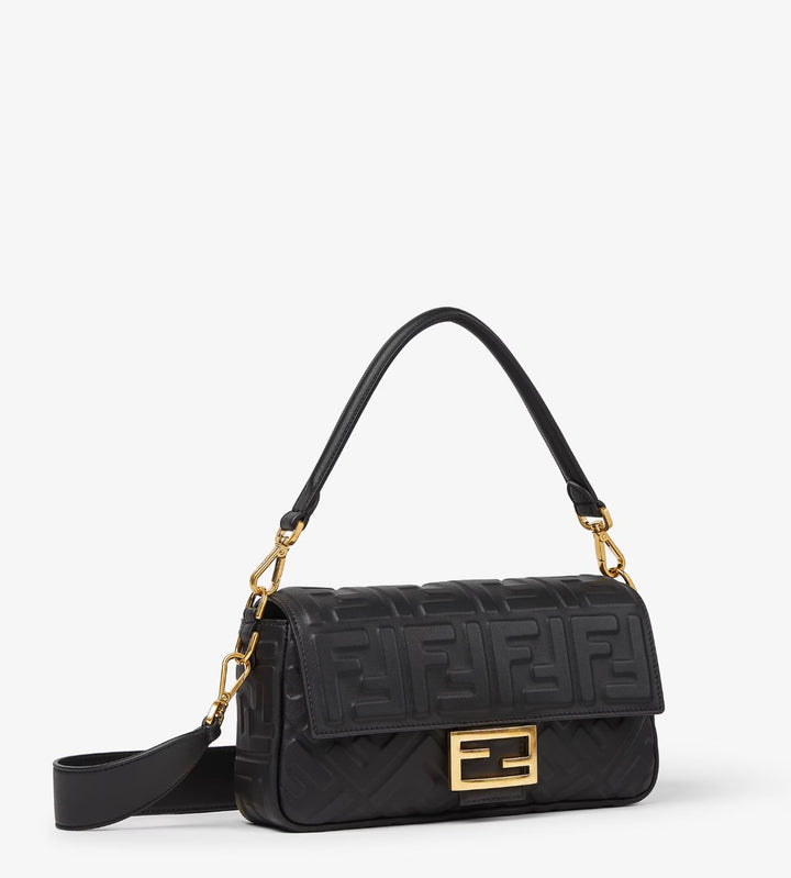 FENDI FF 1974 EMBOSSED NAPPA LEATHER LARGE BAGUETTE BAG