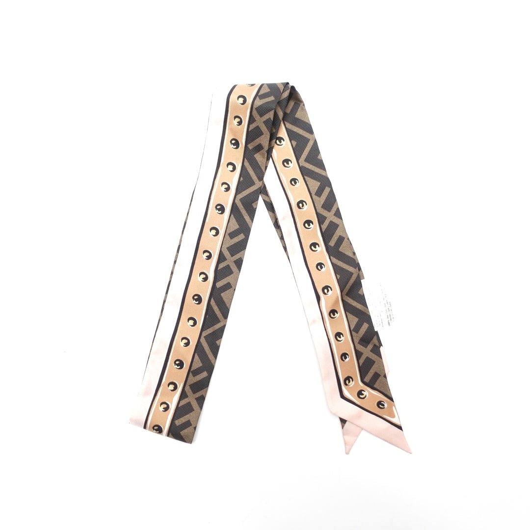 FENDI FF  ZUCCA LOGO SILK BANDEAU TWILLY