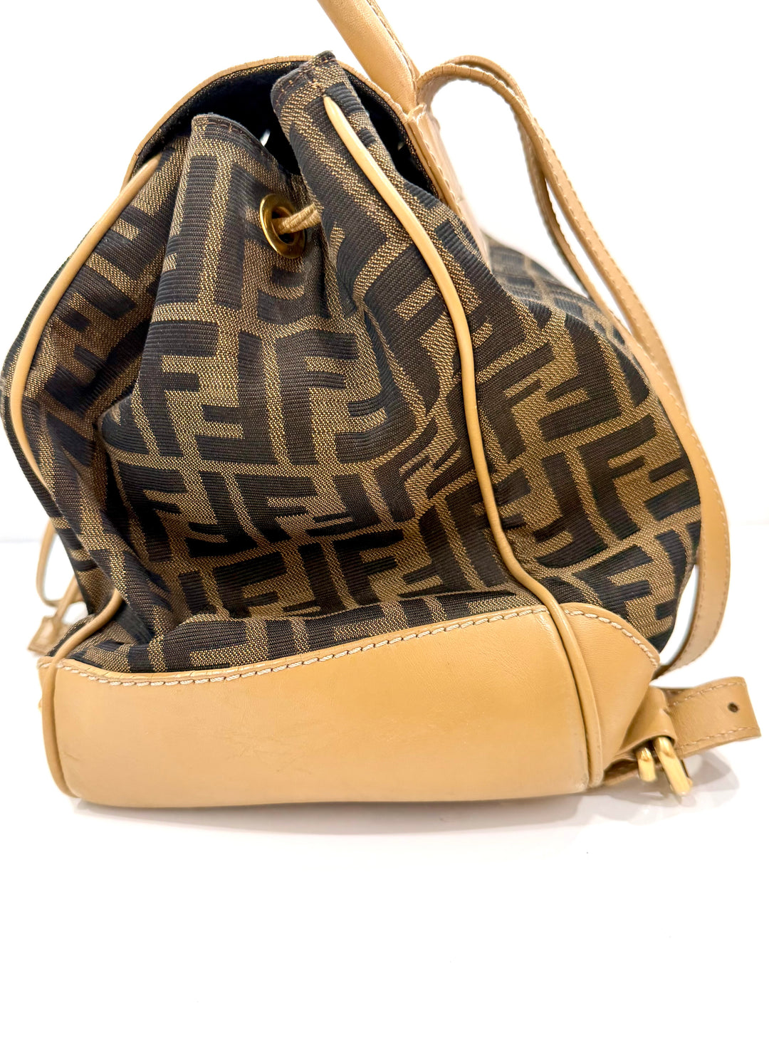 FENDI ZUCCA FF MONOGRAM CANVAS &amp; CALFSKIN LEATHER BACKPACK