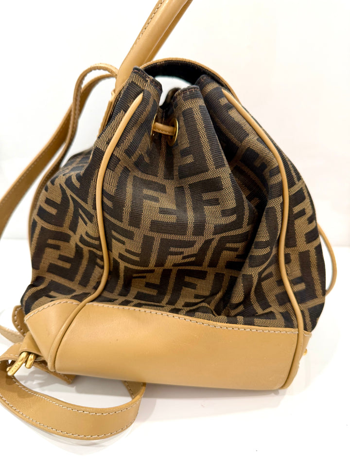 FENDI ZUCCA FF MONOGRAM CANVAS &amp; CALFSKIN LEATHER BACKPACK