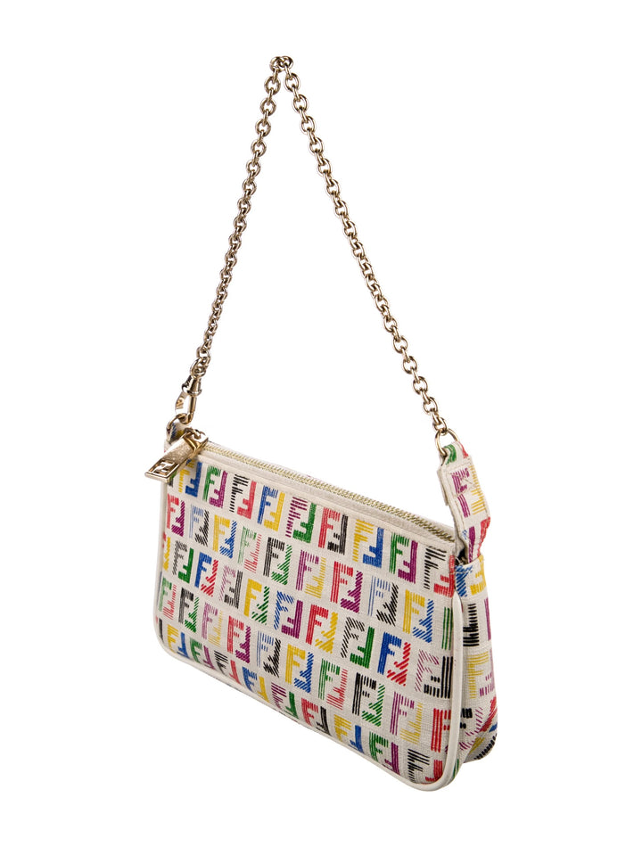 FENDI ZUCCHINO SPALMATI FF MULTICOLOR CHAIN POCHETTE BAG
