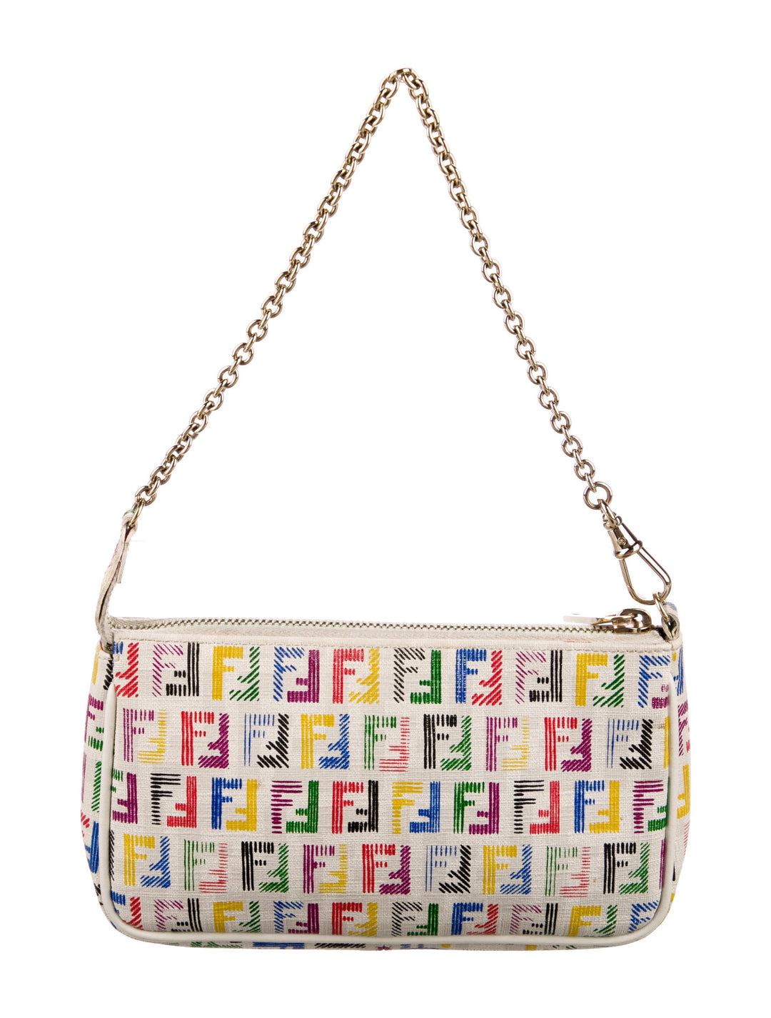 FENDI ZUCCHINO SPALMATI FF MULTICOLOR CHAIN POCHETTE BAG