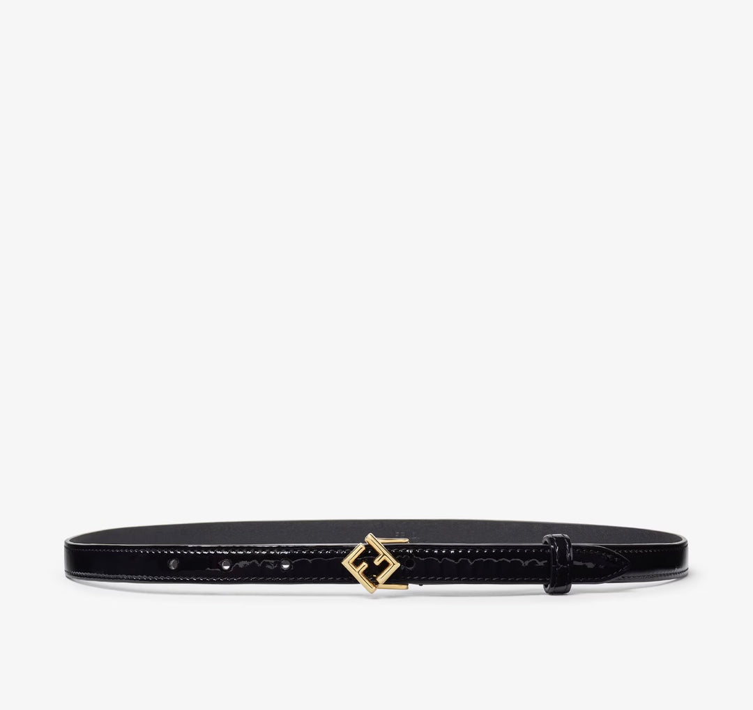 FENDI FF DIAMOND LAMB PATENT LEATHER BELT