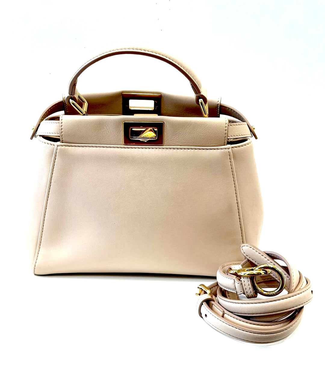 FENDI PEEKABOO® MINI DOVE CALFSKIN LEATHER SHOULDER BAG