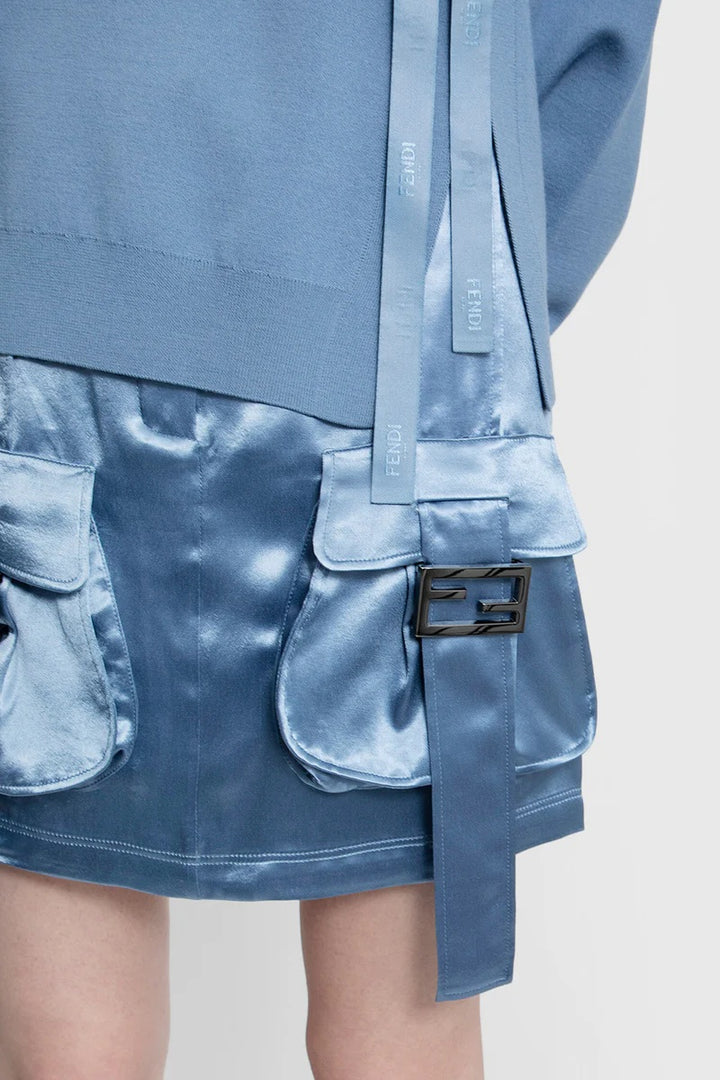 FENDI FF SATIN BUCKLE SKIRT