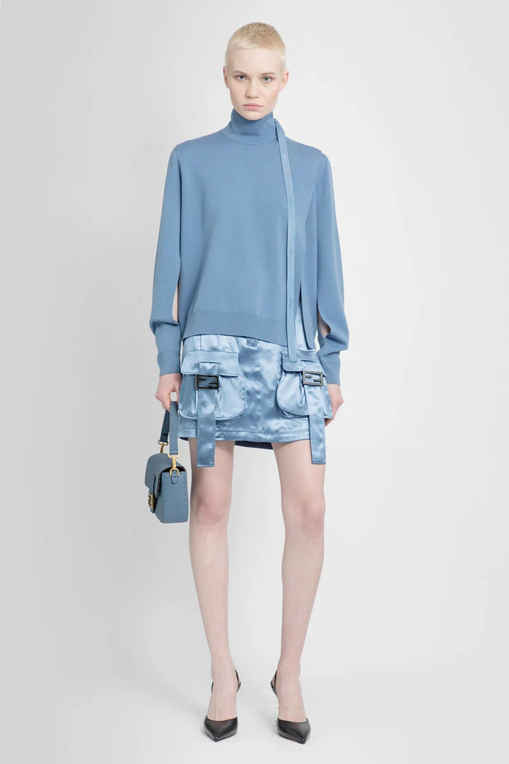 FENDI FF SATIN BUCKLE SKIRT
