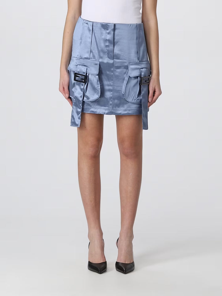 FENDI FF SATIN BUCKLE SKIRT