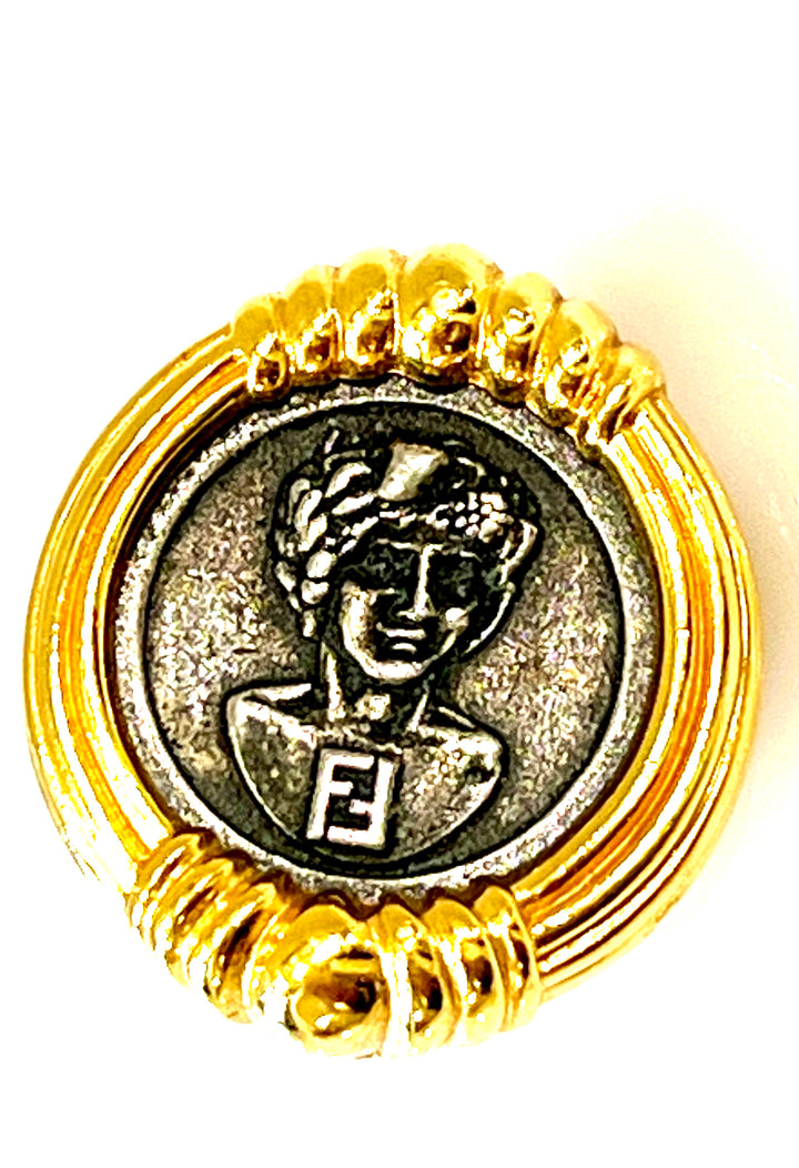 FENDI VINTAGE ROMAN COIN CLIP ON EARRINGS