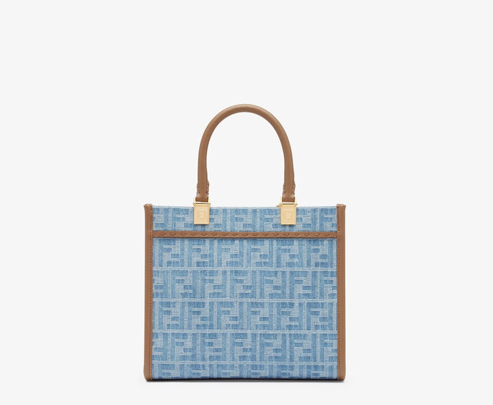FENDI SUNSHINE FF DENIM SMALL SHOPPER TOTE BAG
