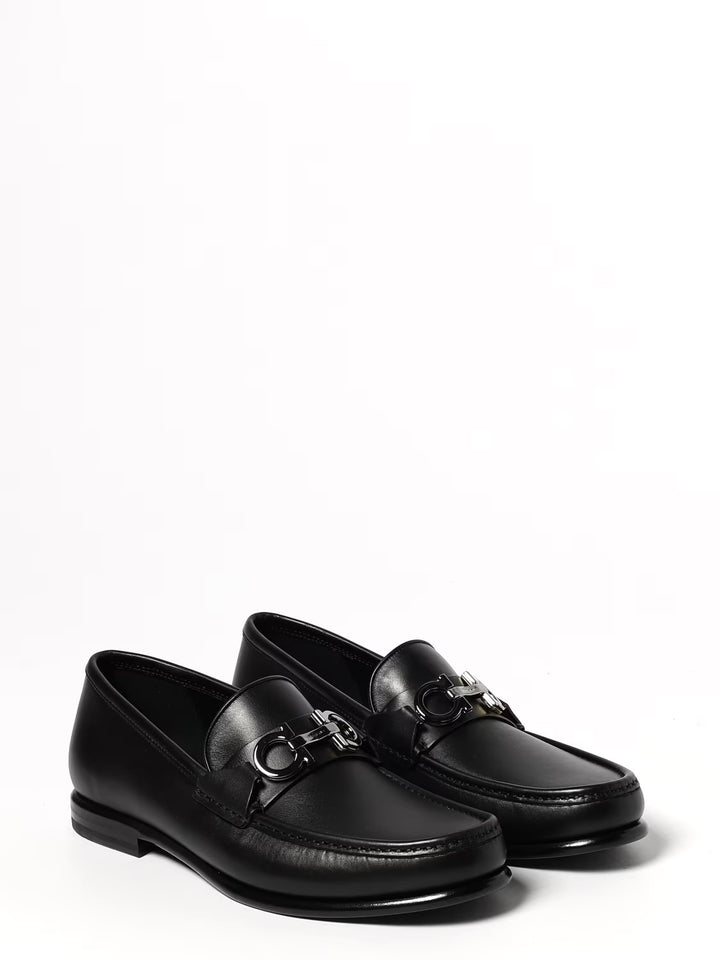 FERRAGAMO AVRIL TWO-TONE GANCINI BIT CALFSKIN LEATHER LOAFERS