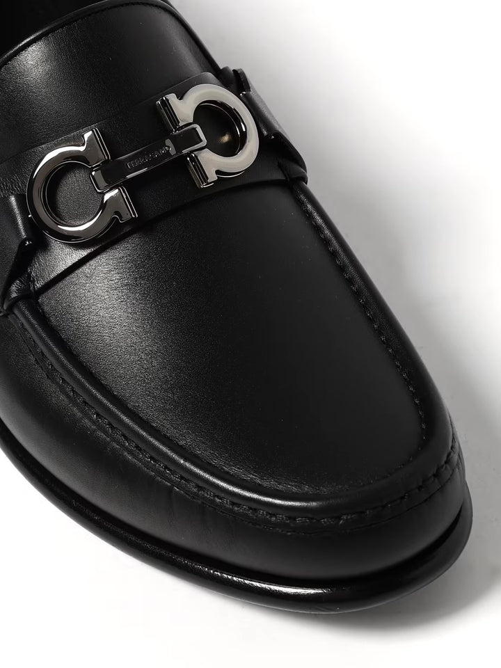 FERRAGAMO AVRIL TWO-TONE GANCINI BIT CALFSKIN LEATHER LOAFERS