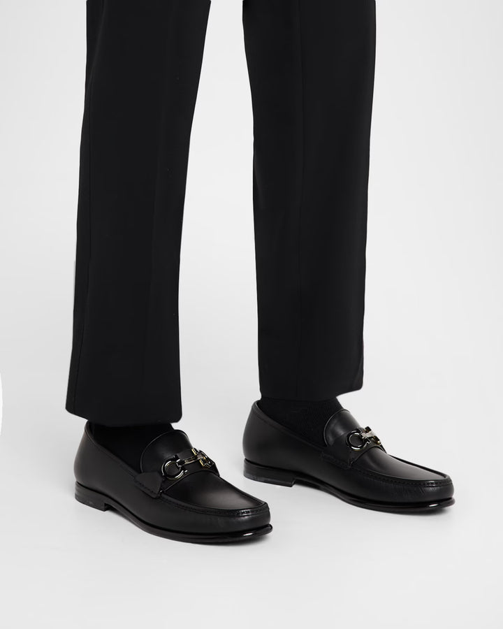 FERRAGAMO AVRIL TWO-TONE GANCINI BIT CALFSKIN LEATHER LOAFERS