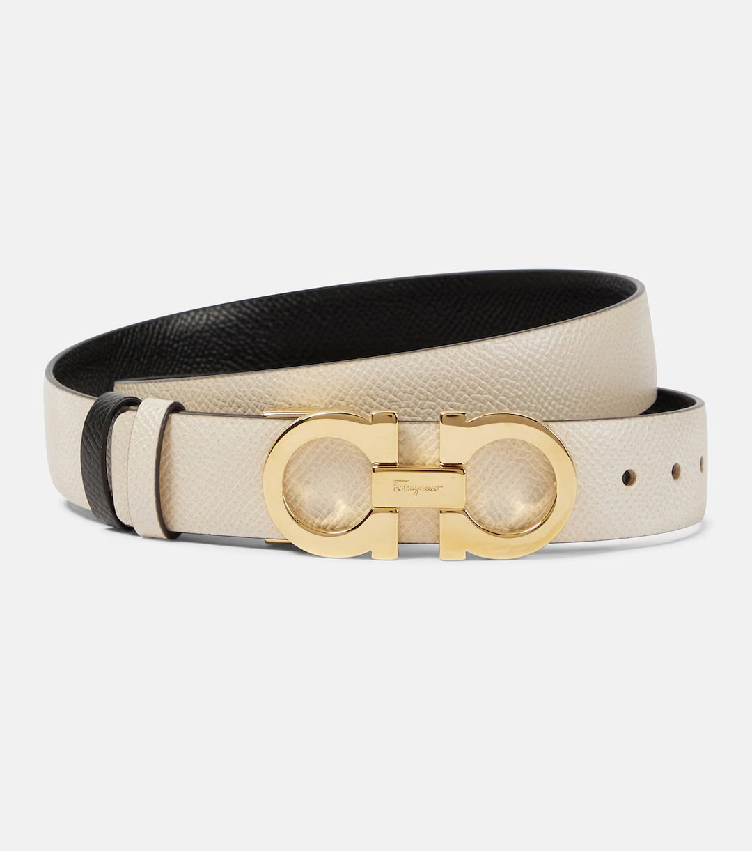 SALVATORE FERRAGAMO REVERSIBLE GANCINI CALFSKIN LEATHER BELT