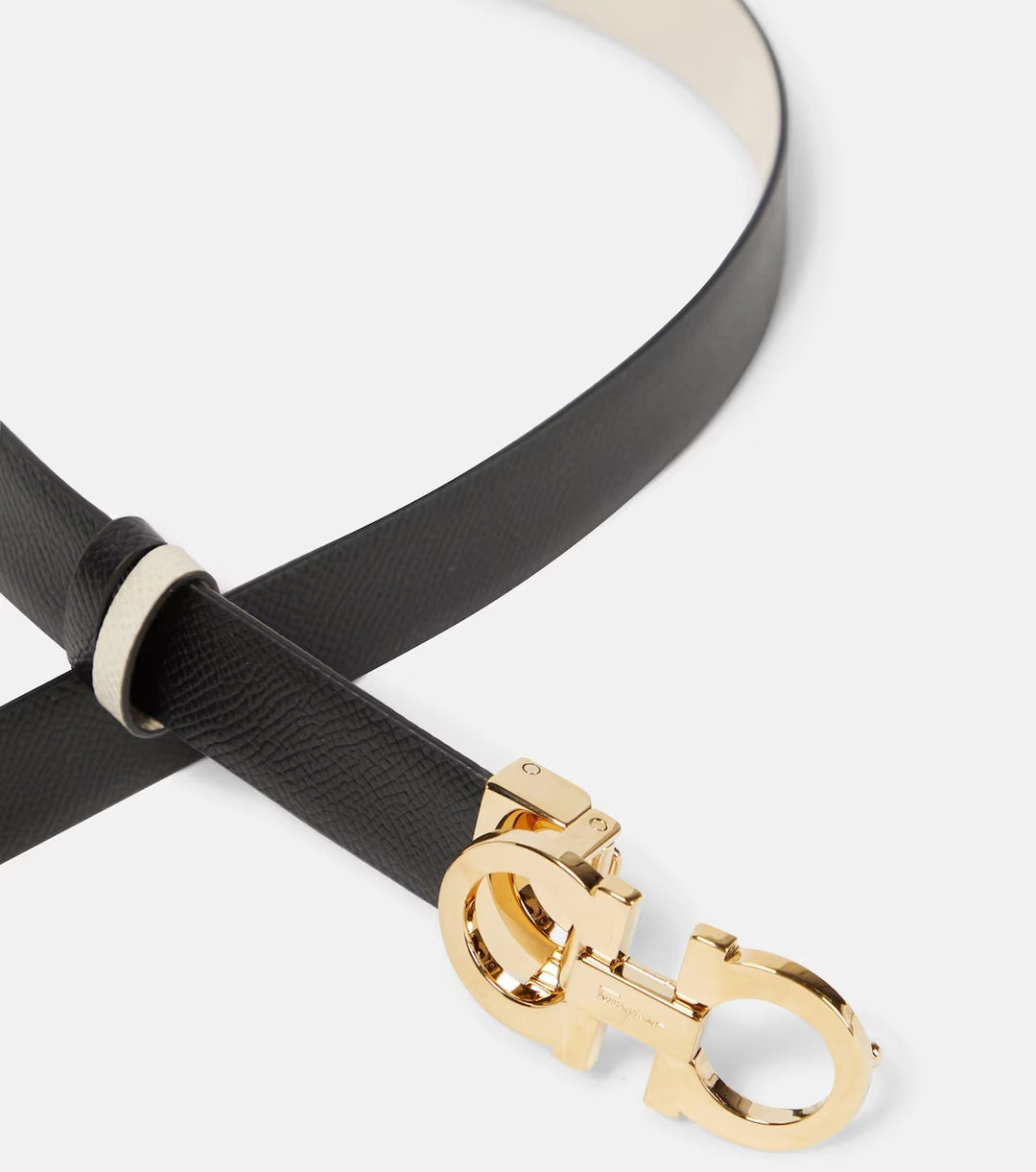 SALVATORE FERRAGAMO REVERSIBLE GANCINI CALFSKIN LEATHER BELT
