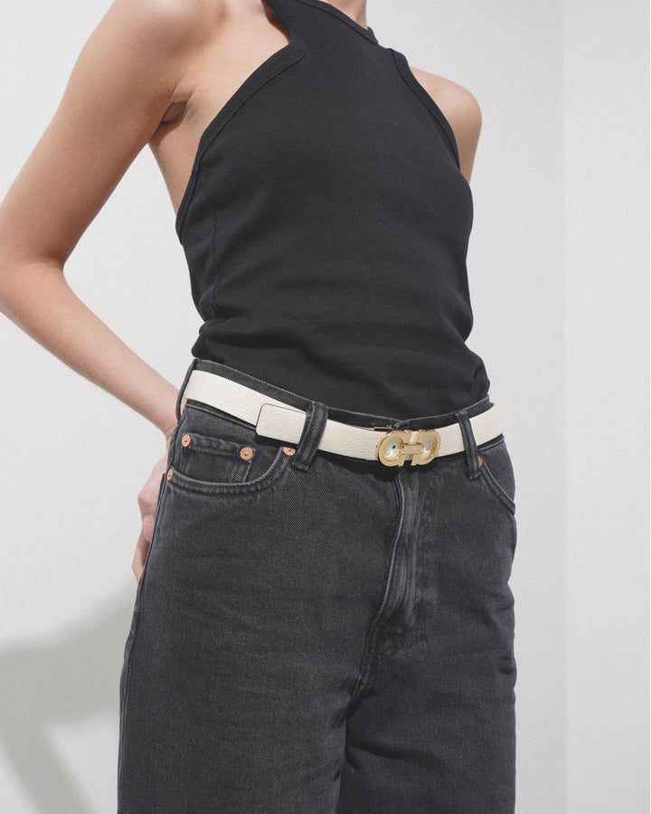 SALVATORE FERRAGAMO REVERSIBLE GANCINI CALFSKIN LEATHER BELT
