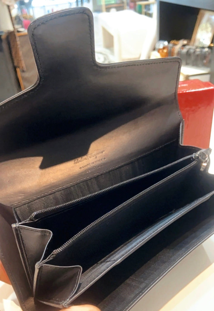 FERRAGAMO VARA CALFSKIN LEATHER LONG WALLET