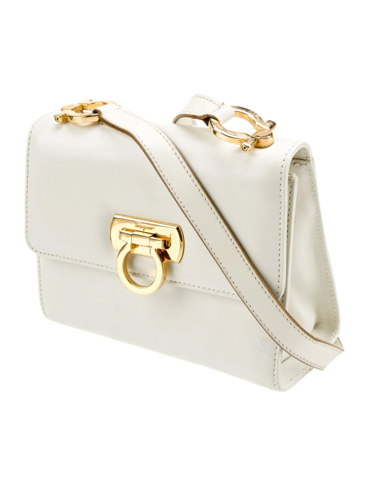 FERRAGAMO GANCINI CALFSKIN LEATHER CROSSBODY BAG