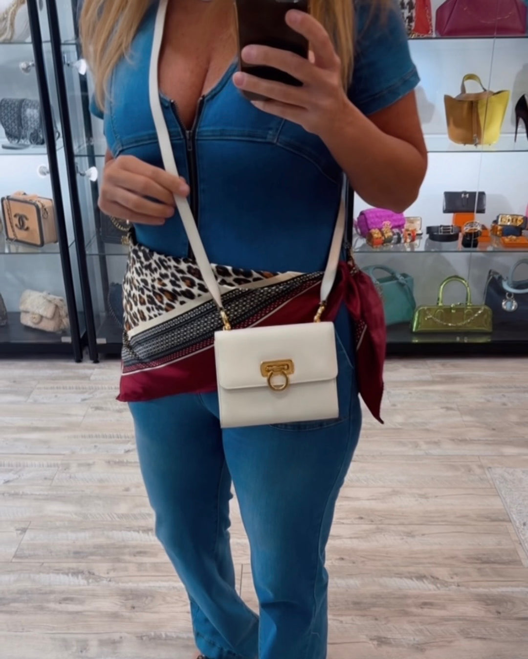 FERRAGAMO GANCINI CALFSKIN LEATHER CROSSBODY BAG